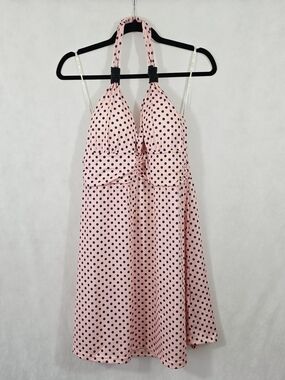 Kiwi & Punch Pinup Pink Halter Polka-dot Dress